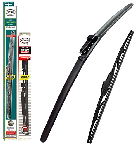 Heyner Set of 2 Wiper Blades Replacement For Front And Rear For Peugeot 108 2014 - Onwards Hybrid Wipers HH26PT12HRC
