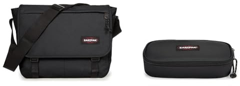 EASTPAK - Delegate + - Umhängetasche, 20 L, Black (Schwarz) & OVAL Single - Federmäppchen, Black (Schwarz)