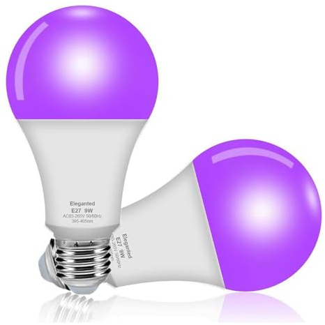 Eleganted 2pcs Lampadine UV LED 9W 395nm Lampada di Luce Nera,E27 UV Effetto Della Luce Illuminazione Ultravioletto per Pittura del Corpo, Halloween Party Discoteca Festa Natale Fluorescente