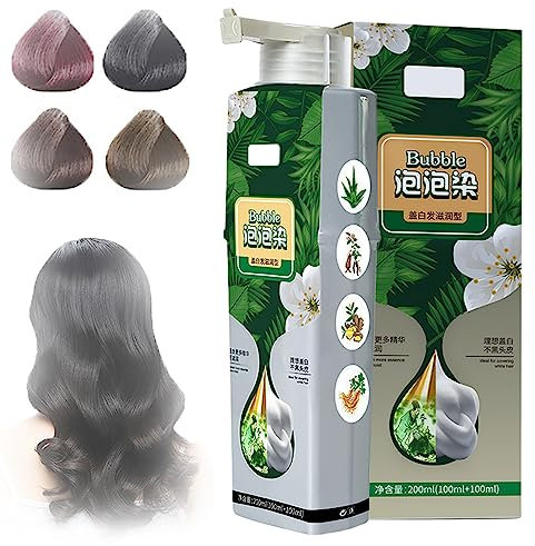 Reiner Pflanzenextrakt Für Graues Haar, Blasenfärbemittel, Sofortiges, Natürliches Pflanzenblasen-Haarfärbe-Shampoo, Leicht Zu Waschende Haarwasch-Farbcreme Für Den Haushalt (Natürliches Schwarz)