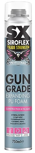 SX Trade Strength PU Gun Grade Expanding Foam - Gap Filler - Fixing & Insulating - Polyurethane Based - Quick Drying - 750ml