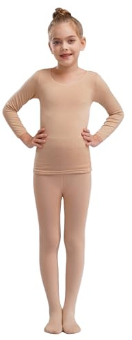 dPois Ropa Interior Térmica Unisex Niños Dos Piezas Camiseta Manga Larga y Pantalón Leggings con Cintura elástica Traje cálido Cuello Redondo Invierno Type D Nude 4-6 años