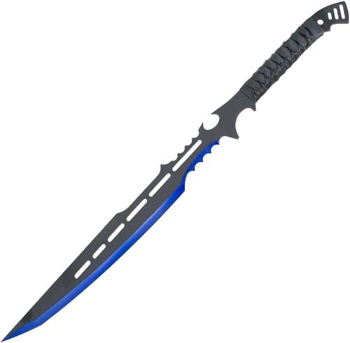 G8DS Bushcraft Messer Machete Blau Gürtel Messer Survival Messer scharfes Jagdmesser Überlebensmesser Outdoor Messer mit Scheide für Wandern Camping Garten