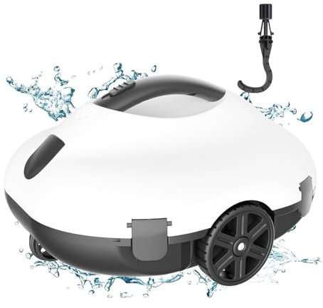 Bestyks Robot Piscina, Robot Piscina Fuori Terra 130 Minuti Di Pulizia Potente, Robot Automatico Pulisci Piscina Wireless Motori A Doppia Azionamento Per Piscine A Fondo Piatto Fino A 80 M²