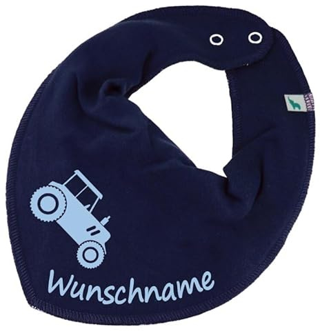 HALSTUCH mit Namen oder Text personalisiert für Baby oder Kind aus Baumwolle in Einheitsgröße Traktor