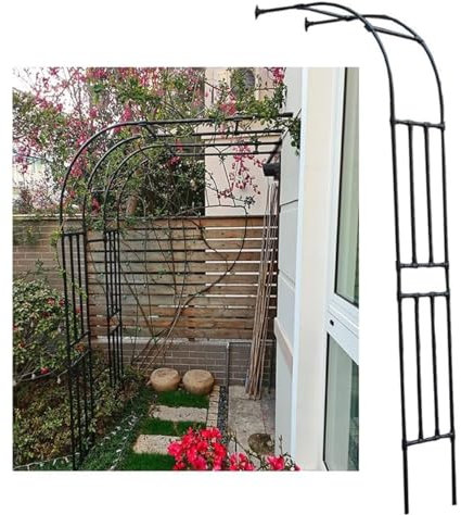 Gartenbogen Halbbogen Rankhilfe Rankgitter Kletterpflanzen Torbogen Metall, Rosenbogen Hochzeitsbogen Für Rankierhilfe Rankgestell W250xH240cm W270xH240cm W300xH240cm ( Farbe : Schwarz , Größe : W150x
