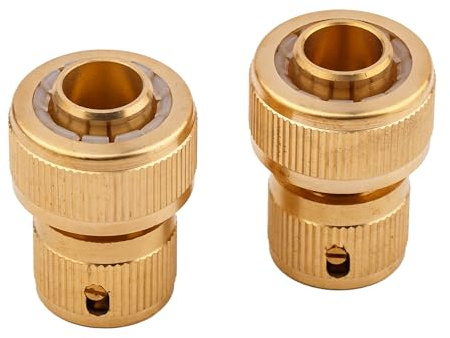 MIVOS 2 x raccordi rapidi in ottone per tubi d'acqua da 3/4 (20 mm) - Connettore rapido con funzione di chiusura per tubi d'acqua da 3/4
