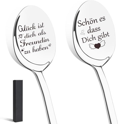Geschenke für Freundin Geburtstag, 2 Stück Kaffeelöffel mit Gravur, Beste Freundin Geburtstag Hochzeitstag Jahrestag Geschenke, Personalisierte Geschenk für Frauen Männer