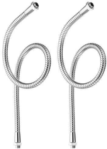 PATIKIL 19,7 Tubo Flessibile Universale Collo Cigno, 2pz M10 Prolunga Tubo Morbido Braccio Flessibile in Metallo Pieghevole a Filettatura Fine per Lampada Attrezzatura, Tono Argento