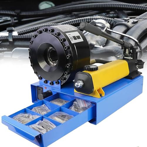 YANGYMM Attrezzo per Crimpare Tubi Idraulici Portatile, Piegatrice Pressa Portatile, Mini Pressa Tubi con 7 Set Matrici, per Condutture di Macchine Agricole per Automobili Escavatori