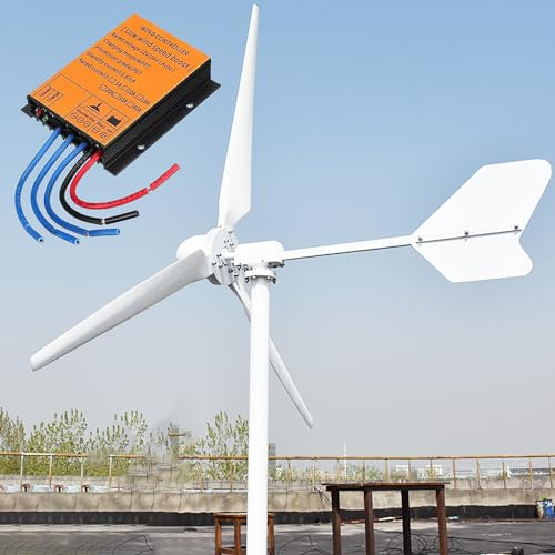 ZHOZHUT 5000W vindkraftverkssats 24V / 48V 3-bladiga professionella vindkraftverk med Mppt-styrenhet, 2,5m/s Start vindhastighet vindkraftverk Generator Lågbrus Hög effektivitet för utomhus,5kw,24V