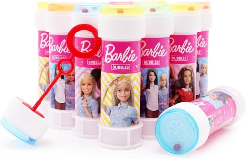 Toyland® Paket med 12 Barbie Bubblor med Trollstavar, 60ml Lösning och ett Nytt Labyrintlock - Fickpengar och Partyväskeleksaker