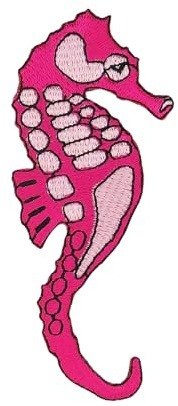 Seepferdchen Pink Aufnäher zum aufbügeln oder aufnähen Bügelbild Bügelpatch Aufbügler für Kleidung gestickter Bügelflicken Applikation Patch Größe 4,3 x 10,3 cm