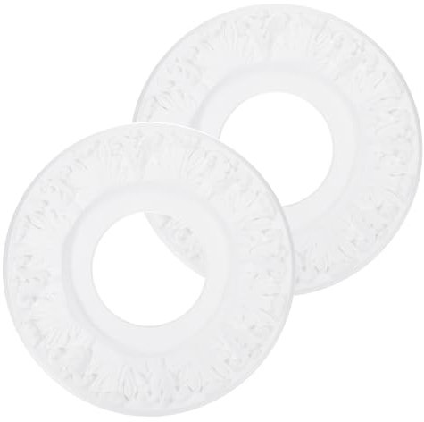 PATIKIL Ceiling Medallion, 2 Pcs 10 OD x 4 ID PU Decorative Ceiling Light Medallion Chandelier Medallion 3D Carving Ceiling Light Cover Plate for Ceiling Light Fixtures Fans, White