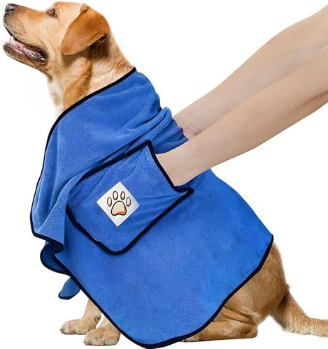 Voarge Serviette pour Chien, Serviettes de Bain en Microfibre à Séchage Rapide pour Chien,Ultra Absorbantes Serviette pour Tous Les Chiens et Chats,100X50cm