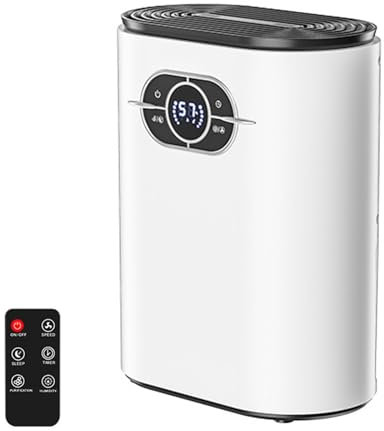 Deshumidificateur d Air Silencieux, Déshumidificateur Electrique 1200 Ml, Déshumidificateur Portable avec Redémarrage Automatique, Mode Veille pour Salle de Bain, Maison, Sous-Sol, Camping-Car