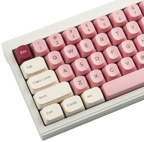 Sunzit PBT Keycaps 173 Keys YMK Profile Keycaps Pink White Custom Double Shot Keycap Set with 2.75u, 3u, 6.25u and 7u Space Bar for Cherry MX Switch, ISO ANSI Layout, Mechanical Keyboard