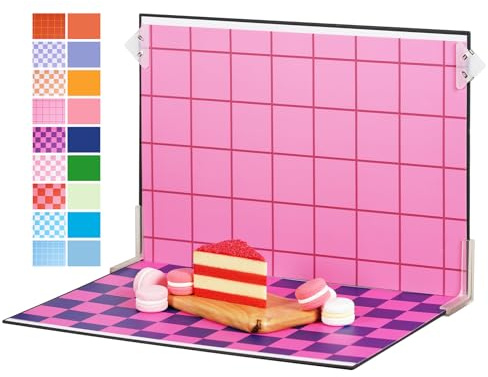 HengMing 9 Pcs 18 Patterns Lebensmittel Fotografie Backdrops Kit | 40x30cm, Foto Backdrop Fotoshooting Hintergrund für Lebensmittel, Schmuck, Kosmetik und andere kleine Produktfotografie