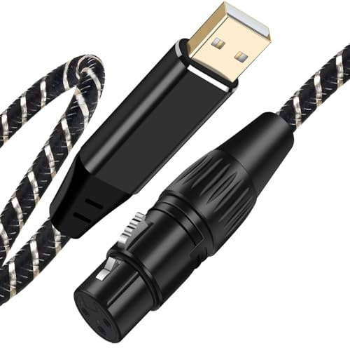 NCGGY XLR auf USB Mikrofonkabel,Upgraded Hi-Fi Audio Recording Kabel,USB Type A Stecker auf XLR Buchse Mikrofonkabel für dynamische Mikrofone/Recorder/Pc/Laptop - 2Meter