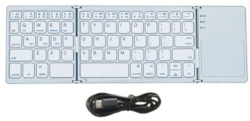 FUWIND Bluetooth Keyboard Folding Wireless Keypad Touchpad for IOS/Android/Tablet Mobile Phone Keyboard Easy Install Easy to Use Silver