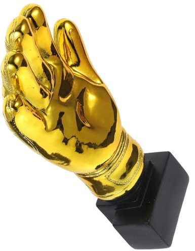 Toddmomy Goldfarbener Torwart Handschuh Trophäe aus Langlebigem Resin mit Sockel Glänzende Platin Auszeichnung für Erwachsene als Fußballpreis für Schule Kindergarten und