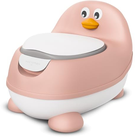 KidzCorner Kinder-Töpfchen mit Pinguin-Design | Weicher Sitz, Spritzschutz & herausnehmbarer Innenbehälter | Babytopf für Kleinkinder, ergonomisch & hautfreundlich (rosa)