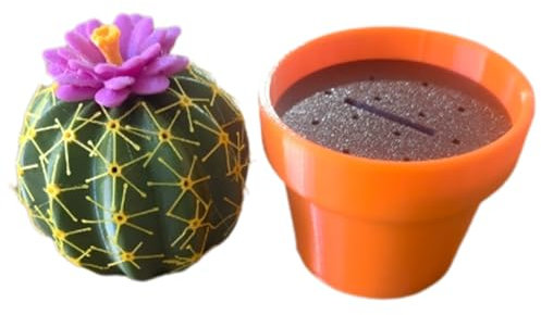 Salero y pimentero con tapón de flor, coctelera de condimentos de cocina con de cactus para barbacoa, bonitas tazas de condimento con impresión 3D para decoración de escritorio, 4.8 x 2.45 x