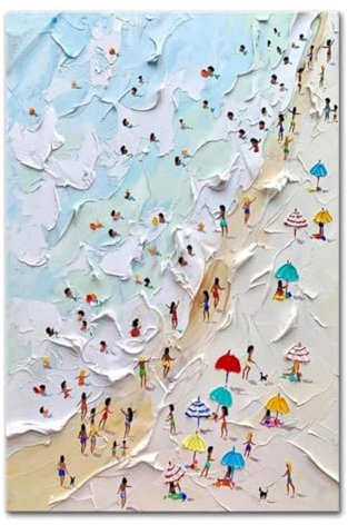 lianyibo Abstrakte Wandkunst, Ölgemälde, Meereslandschaft, Ozean, Meer, Strand, Bilder für die Inneneinrichtung, moderne Strandlandschaft, Kunstwerke, 40 x 70 cm, rahmenlos