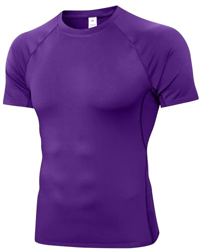 Yuerlian Maglia sportiva da uomo a maniche corte a compressione