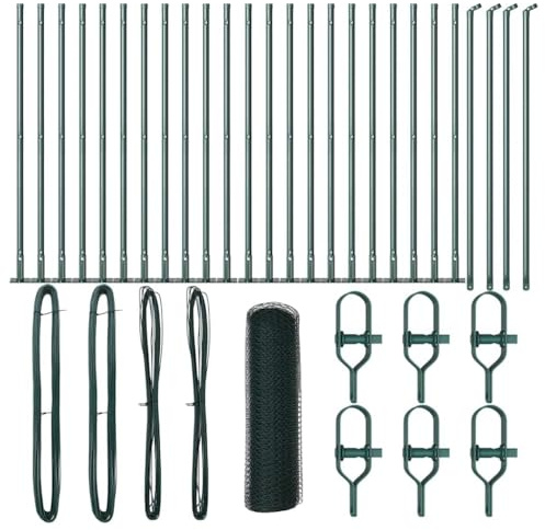 vidaXL Clôture avec poteaux Vert 1 x 50 m Acier recouvert de PVC, Paravent de jardin et terrasse, clôture extérieure durable, solution sécurisée et pratique