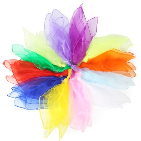 36 Pezzi Foulard Giocoleria,60x60cm Sciarpe di Giocoleria Sciarpe Danza,per spettacoli, magia e acrobatica nei programmi dell'asilo materno