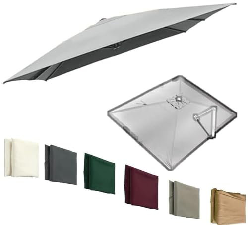 ZYXQQJ Telo di Ricambio per Ombrellone da Patio 3x3m 4x3m Quadrato Baldacchino per Ombrellone A Sbalzo Anti-UV Tettuccio di Ricambio per Ombrellone(Gray,3x3m/9.8x9.8ft)