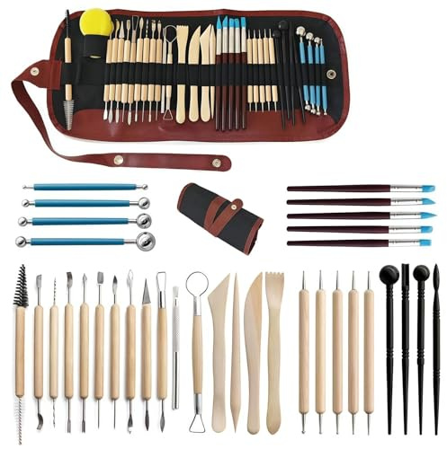 Yanbureta 36 Piezas Set de Herramientas para Arcilla, Herramientas de Talla y Escultura de cerámica, Ideal para alfarería, Esculturas y Manualidades, Artistas y Principiantes