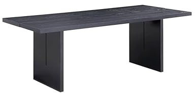 IMEITE Büro-Besprechungstisch Esstisch aus massivem Holz im Wabi-Sabi-Stil, schwarzer Langer Tisch, Heim-Teetisch, Werkbank Esstisch(180cm)