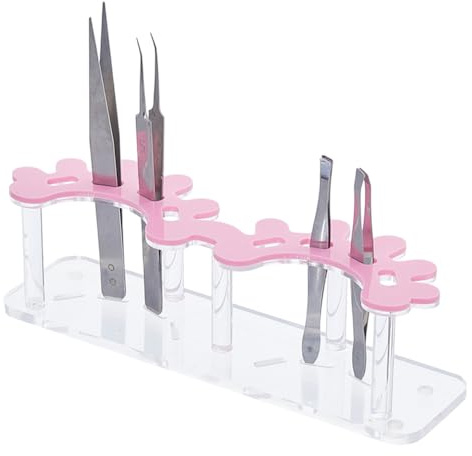 DICOSMETIC 1 support de pince à épiler en acrylique à 8 trous rose présentoir pour extensions de cils fournitures cosmétiques beauté pince à épiler support de rangement pour femme