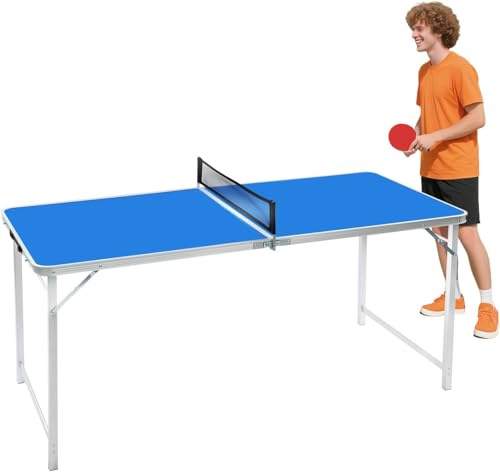 Mesa de ping pong portátil plegable al aire libre, mesa de ping pong, con 2 raquetas y 3 bolas, para el hogar, sala de entretenimiento, escuela, exterior, interior