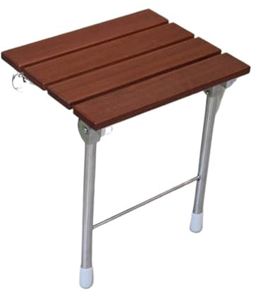 Folding Shower Seat Wall Mounted, Wood And Stainless Steel Folding Wall Mounted Shower Seat Multicolor(With Legs)