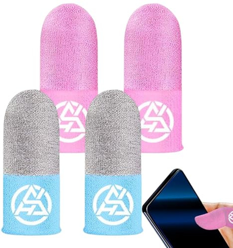 Game Finger Sleeve - Specifikation 2 par ledande fiberstruktur, anti-svett tummuffar, fingersängar | Ultratunna spelhandskar, smidig pekskärmsfunktion, komfort [Android]