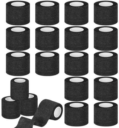 20 Rollos Banda Venda Cinta Bendaje Adhesiva 5cmX4.5m Venda Cohesiva Vendaje Autoadhesivo Deportiva Tape Vendaje Elástico Para Muñeca Dedos Deportivas Mascotas Perros (Negro)