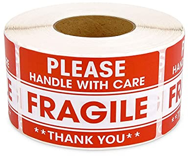 Goysen Lot de 500 étiquettes d'avertissement rouges avec inscription « Fragile Handle » (5,1 x 7,6 cm)