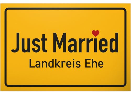 DankeDir! Just Married - Schild 30 x 20 cm - Hochzeitsgeschenk Brautpaar Hochzeit Geschenk Hochzeitskarte Deko Idee - Accessoires Hochzeitsdeko JGA Fotobox Requisiten Partydeko