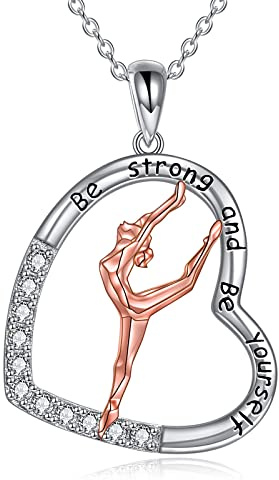 YAFEINI Gymnastik present för flickor dansare kedja gymnastik halsband 925 sterlingsilver flipping gymnastik team gymnastik flickor mode smycken dam sport ballerina gymnastik hänge för kvinnor gåvor