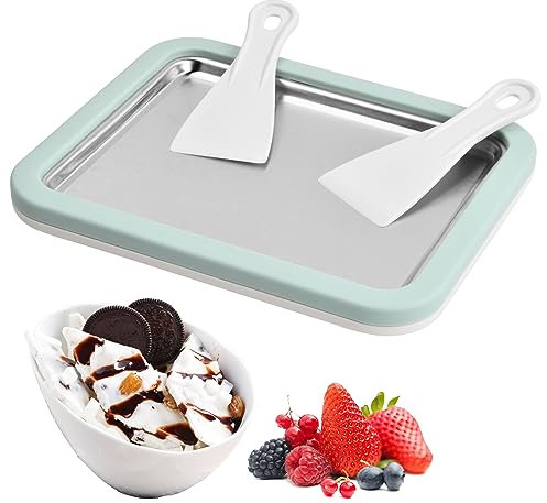 Cozlly Macchina per Gelato Istantaneo, Rolled Ice Cream Maker, Piastra Gelato Roll, Ice Cream Rolls machine, Piastra Fredda Per Gelato con 2 Spatole per Sorbetto Yogurt
