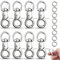 cersaty® 8 mosquetones de tijera con articulación giratoria para cadena de perro, cinturón para gatos, llaveros, cinturón de cámara con 8 mosquetones redondos (plata)