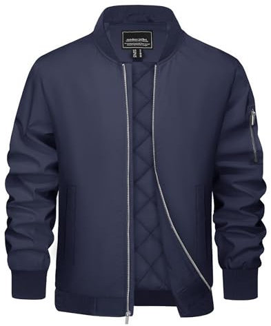 EKLENTSON Mens Bomber Jacket Winter Windproof Zip Up Coat with Pockets