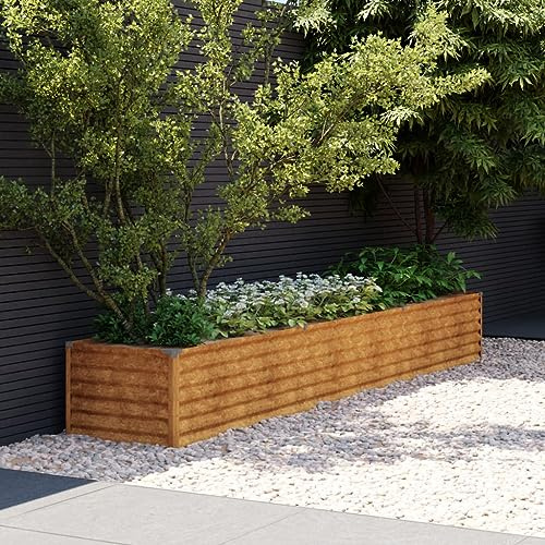 Gecheer Fioriera Rialzata da Giardino 291x50x36 cm in Acciaio Corten,Fioriera da Giardino,Aiuola Rialzata,Letto Rialzato da Giardino,Fioriera da Esterno Grande,Letto per Orto Rialzato