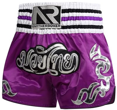 ARIASS Short MMA, Muay Thai, Arts Martiaux, Combat en Cage, BJJ, Boxe, Short de Combat Grappling pour Hommes Femmes Enfants(Purple,M)