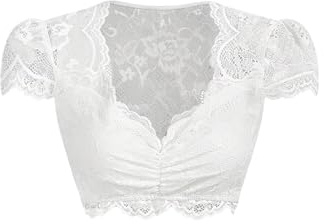 OYOANGLE Women's Floral Lace Sheer Mesh Y2K Crop Tops Sweetheart Neck Cap Sleeve Ruched Slim Fit Going Out T Shirts White Small