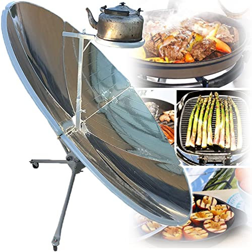 Cuiseur Solaire à Concentration 2000W, Cuiseur Solaire Portable Parabolique 61 Pouces, Cuiseur Solaire Four Solaire Four Extérieur Toutes Saisons, pour Camping en Plein Air