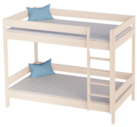 KidsComfort Etagenbett 160x80 cm Gebleichte Eiche Ohne Matratze Hochbett +6 Jahre Aus Holz Kinderbett Für Zwei Kinder Mit Sicherem Design I Platzsparendes Stockbett
